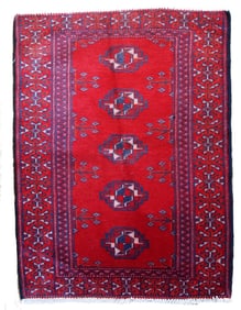 Hand made vintage Turkoman rug 1.9' x 2.6' ( 58cm x 79cm ) 1970