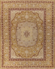 Pre-1900 Vegetable Dye Gold Agra Indian Rug 10x13