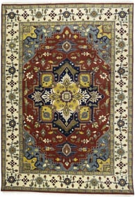 Rusty Red Floral 10X14 Heriz Serapi Oriental Rug