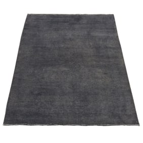 Arsenic Gray, Overdyed Peshawar, Solid, Pure Wool, Hand Knotted, Rug