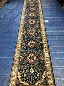 Hamd Knotted -Agra Rug -11.8x2.8 ft