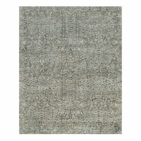 Gray Willow and Cypress Tree Hand Knotted Silk and Wool Oriental Rug