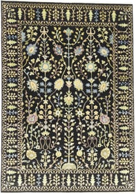 Black Floral 8X11 Osh Chobi Oriental Rug