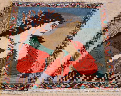 Persian BIJAR PICTORAL RUG 2.1x2.1: Title:Persian BIJAR PICTORAL RUG 2.1x2.1 Description:OLD, ANTIQUE HIGHLY DETAILED CLASSIC VILLAGE WOVEN AUTHENTIC HAND KNOTTED Persian BIJAR PICTORAL RUG.....wool woven on cotton foundation with a siz