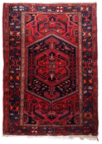 Handmade Vintage Persian Hamadan Rug 4.4' x 6.3' (137cm x 194cm), 1960s