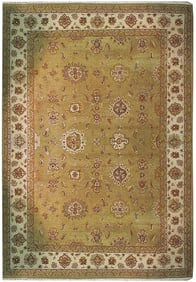 9' x 12' OLIVE GREEN Handmade Vegetable Dyed Chobi Rug # 72549