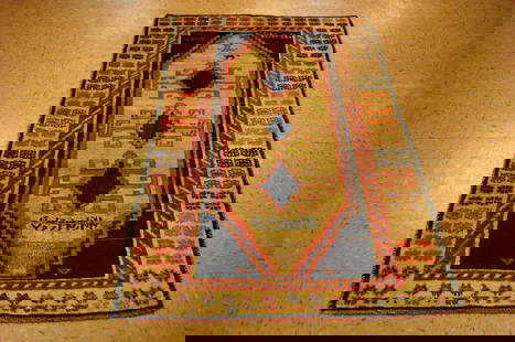 Persian SHIRAZ RUG 3.6x6.1: Title:Persian SHIRAZ RUG 3.6x6.1 Description:OLD,ANTIQUE RARE SIZE ANTIQUE CAMEL HAIR_WOOL AUTHENTIC HAND KNOTTED Persian QASHKI SHIRAZ RUG with exact size of 3' 4" x 5' 9" natural dyed wool on wool f