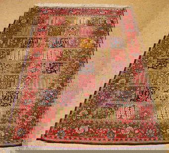 Persian SARUK RUG 3'6' x 5'.3": Title:Persian SARUK RUG 3'6' x 5'.3" Description:OLD, ANTIQUE DETAILED FINE AUTHENTIC HAND KNOTTED PERSIAN SARUK RUG.....HIGH KPSI....GARDEN DESIGN .... size is 3'6' x 5'3" .......colors including Blu