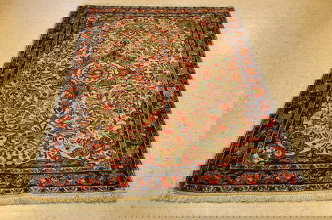 PERSIAN BIJAR RUG 4.3x6.1: Title: PERSIAN BIJAR RUG 4.3x6.1 Description:OLD, ANTIQUE HIGHLY DETAILED FINE KORK WOOL_HIGH KPSI AUTHENTIC HANDKNOTTED PERSIAN BEJAR RUG.........Highly detailed Floral design pattern surounded by a