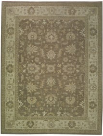 9' x 12' Neutral Sage Olive Green Chobi Peshawar Rug 20284