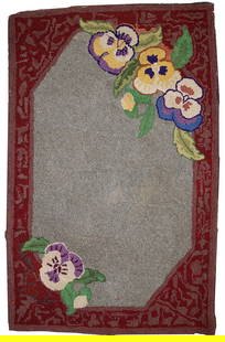 Handmade antique American hooked rug 2' x 3.3' ( 64cm x 102cm ) 1920s: Title: Handmade antique American hooked rug 2' x 3.3' ( 64cm x 102cm ) 1920s Origin:USA Dimension: 2' x 3.3' ( 64cm x 102cm ) Materials:wool Year:1920s Description:Antique decorative American hooked r