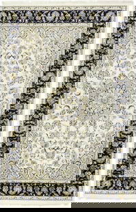 Cream Floral 6X9 Indo-Nain Oriental Rug: Title: Cream Floral 6X9 Indo-Nain Oriental Rug Description:Handmade 6X9&nbsp; cream&nbsp;Oriental rug made with vegetable dyes (fine wool pile and cotton foundation), exceptional knot count, and appea