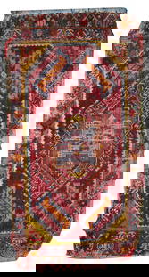 Handmade antique collectible Turkish Yastik rug 1.4' x 2.8' ( 44cm x 86cm ) 1920s: Title: Handmade antique collectible Turkish Yastik rug 1.4' x 2.8' ( 44cm x 86cm ) 1920s Origin:Turkey Dimension: 1.4' x 2.8' ( 44cm x 86cm ) Materials:wool Year:1900s Description:Antique Turkish Yast