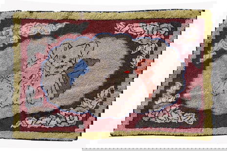 Handmade antique American hooked rug 1.8' x 2.8' (55cm x 87cm) 1930s: Title: Handmade antique American hooked rug 1.8' x 2.8' (55cm x 87cm) 1930s Origin:USA Dimension: 1.8' x 2.8' ( 55cm x 87cm ) Materials:wool Year:1930s Description:Antique American hooked rug in good