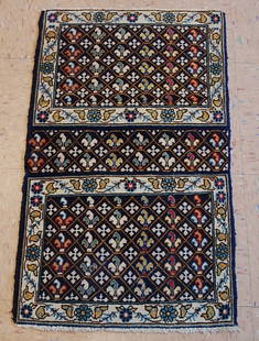 Persian SARUK RUG 1' 7" x 2' 8": Title:Persian SARUK RUG 1' 7" x 2' 8" Description:OLD, ANTIQUE HIGHLY DETAILED VERY FINE HIGH KPSI and RARE AUTHENTIC HAND KNOTTED Persian SARUK COUCH_CHAIR-SEAT_SOFA_HANDLE ARM REST COVER RUG ....I H