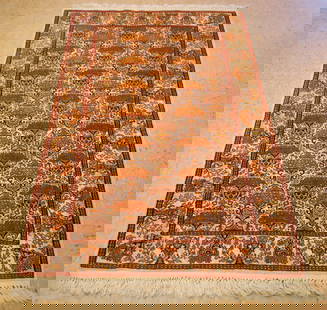 PERSIAN QOME RUG 3x5.3: Title: PERSIAN QOME RUG 3x5.3 Description:OLD, ANTIQUE HIGHLY DETAILED FINE AUTHENTIC HANDKNOTTED PERSIAN SILK QOME (or GHOME or QOM) RUG........with exact size of 3' x 5' 3" ..............Delicately