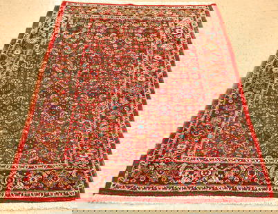 PERSIAN-BIJAR RUG 3'6" x 5'6": Title: PERSIAN-BIJAR RUG 3'6" x 5'6" Description: OLD,ANTIQUE FINE HIGH KPSI_KORK WOOL_CLASSIC VILLAGE WOVEN AUTHENTIC HAND KNOTTED PERSIAN-BIJAR ORIENTAL RUG .with exact size of 3'6" x 5'6" Multicolo