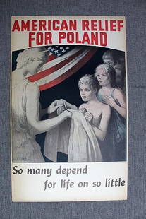 American Relief For Poland - Give - Art By W.t. Benda (1945) 13.75x22 US WWII Poster: American Relief For Poland - Give - Art By W.t. Benda (1945) 13.75x22 US WWII Poster, Please refer to the attached photos to determine the condition of this original vintage item. Note: LB means Linen