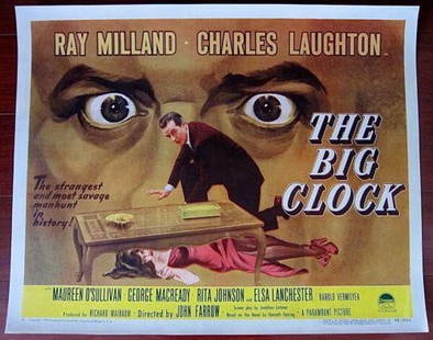 Big Clock '48 1/2 SH Poster Ray Milland & Charles Laughton Film Noir Best: Big Clock '48 1/2 SH Poster Ray Milland & Charles Laughton Film Noir Best, Please refer to the attached photos to determine the condition of this original vintage item. Note: LB means Linen Backed. Re