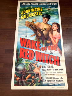 Wake Of The Red Witch - John Wayne (1949) US Three Sheet Movie Poster: Wake Of The Red Witch - John Wayne (1949) US Three Sheet Movie Poster, Please refer to the attached photos to determine the condition of this original vintage item. Note: LB means Linen Backed. Ready