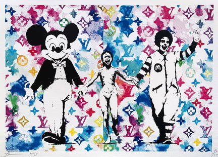 Death NYC Banksy  Louis Vuitton: Title: Death NYC Banksy Louis Vuitton Date/Period: 21st Century Materials: Giclee on Fine art 300 gsm paper Size: 17 3/4 x 12 1/2 inches Artist: Death NYC, limited edition giclee on paper, out of eddi