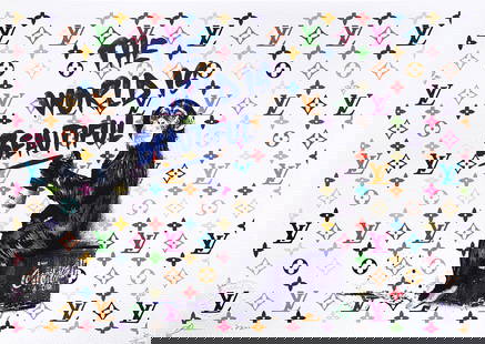 Death NYC Mr Brainwash Louis Vuitton: Title: Death NYC Mr Brainwash Louis Vuitton Date/Period: 21st Century Materials: Giclee on Fine art 300 gsm paper Size: 17 3/4 x 12 1/2 inches Artist: Death NYC, limited edition giclee on paper, out o