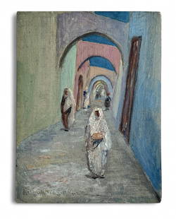 Antique oil painting signed A.M Graves of oriental scene on wood: Title: antique oil painting signed A.M Graves of oriental scene on wood Date/Period: late 19th century Materials: oil on wood panel Dimensions: 5.5 x 7 inches antique oil painting signed A.M Graves of