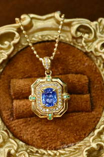 18k gold sapphire pendant: 18k gold sapphire pendant. Gold weight 1.444g, main stone 0.48ct, diamond 0.112ct, white sapphire 0.028ct Reserve: $800.00 Shipping: Domestic: Shipping rates are determined by destination Internationa