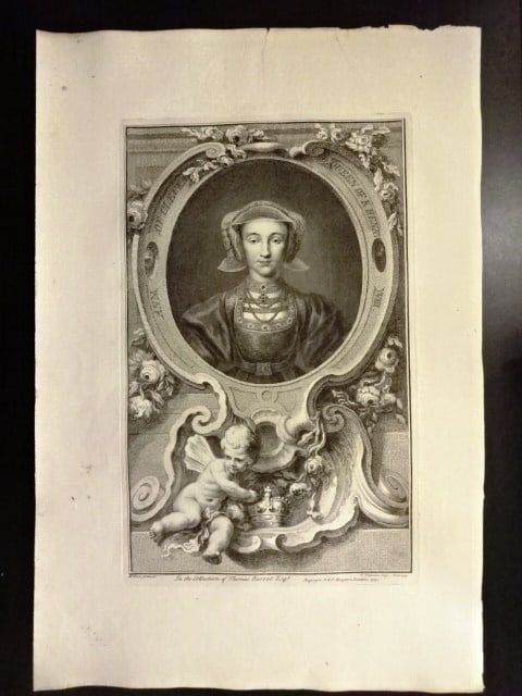 1743 Beautiful Engraving Anne of Cleves Holbein