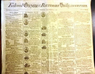 1796 Federal Gazette Terrible Fires George Washington