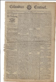 1791 Newspaper George Washington Signed Act