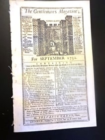 1752 Magazine Engraving State House of Philadelphia
