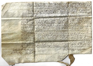 1607 English Vellum Bond Sir Francis Wolley Surrey