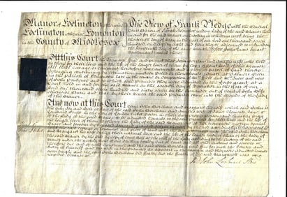 1788 Beautifully Penned English Vellum Frank Pledge
