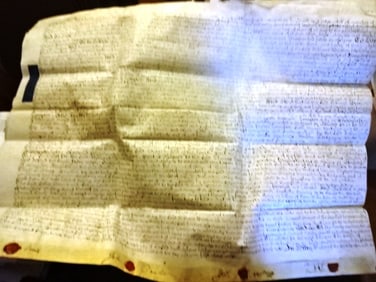 1750 Large English Vellum Indenture Orchards Devon