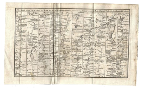 1775 English Road Map London to Barnstable Truro