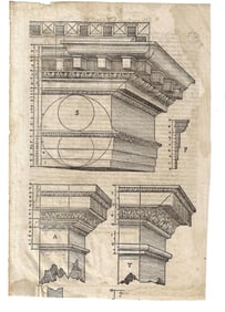 1579 Woodcut Leaf Architecture Hans Blum