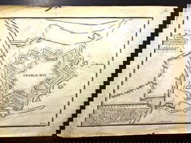 1710 Two Plans of Fortresses Charleroy Arras