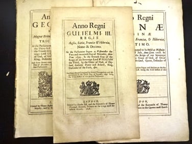1698 Three English Acts of Three Monarchs