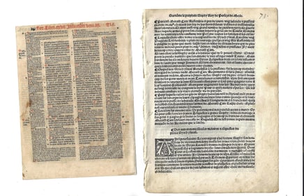 1515 Two Early Printed French Leaves Law