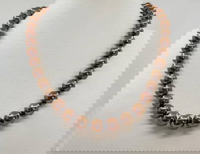 8.2x11.0mm Tahitian Pearls Necklace: Title: 8.2x11.0mm Tahitian Pearls Necklace Description: This necklace is in the category of the Tahitian Pearls according to the tested results and the P.S.L criteria. Emerging from the tropical lagoo