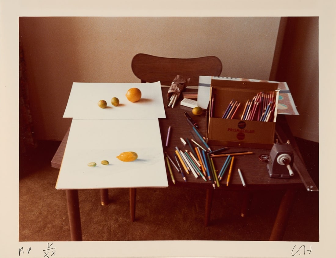 Davic Hockney 'Two lemons and four limes' Print: Description: Davic Hockney 'Two lemons and four limes' Print measuring at 8x10 inches Date: 1976 Material: Fine Art Paper Additional Information: Reproduction Reserve: $50.00 Shipping: Domestic: Flat-
