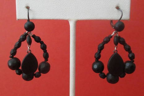 Pair of Rare Antique French Pate de Verre Earrings: Pair of Antique French Pate de Verre Earrings Circa. 1890-1900 France Matte black glass (pate de verre) mourning earrings. Hallmarked and tested as sterling silver. We had our jeweler rewire the outer