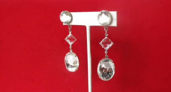 Pair of Vintage Faceted Rose Cut Crystal Screw Back Earrings: Pair of Bold Rose Cut Crystal Screw Back Earrings Circa. 1940 American It is rare to find faceted rose cut crystal earrings, and especially rare to find them in a screw back! These gorgeous sparklers