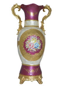 Decoration Vase White Gold and Pink - Size: 15"L x 9"W x 28"H.: Title: Decoration Vase White Gold and Pink - Size: 15"L x 9"W x 28"H. Description: A beautiful large size Decoration Vase (French Vase replica) with White Gold and Pink soft colors, may be sold in pai