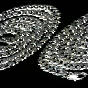 Estate Sterling Silver Italian Cuban Necklace: Title: Estate Sterling Silver Italian Cuban Necklace Description: Estate Sterling Silver Italian Cuban Necklace Hallmarked: LIRM 925 ITALY Weighs 10.65 grams Necklace Measures Approx. 22 inches Date/P