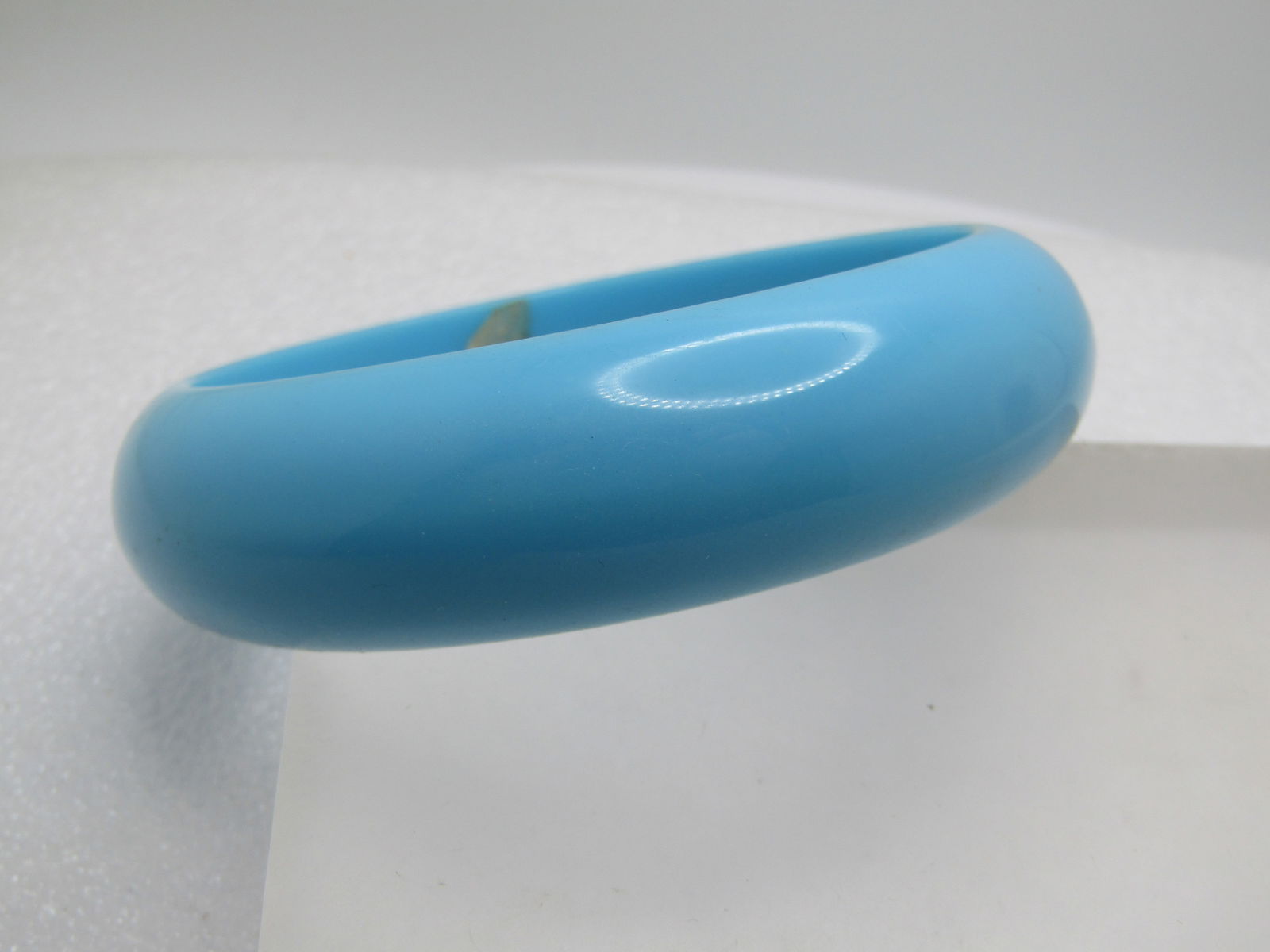 Vintage Aqua Plastic Bangle Bracelet, 8", 1960's-1970's (1 of 5)