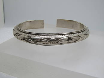 Vintage Heavy Sterling Cuff Bracelet, 8.5" Repousse, Unisex,