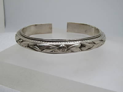 Vintage Heavy Sterling Cuff Bracelet, 8.5" Repousse, Unisex,