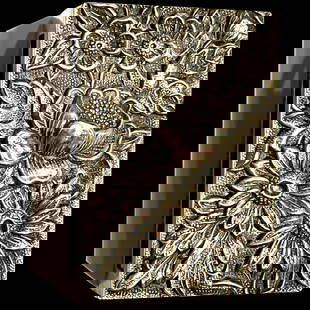 Vintage S. Kirk & Sons Sterling Silver Matchbox Holder with Repousse Floral Design: Title: Vintage S. Kirk & Sons Sterling Silver Matchbox Holder with Repousse Floral Design Description: Vintage S. Kirk & Sons Sterling Silver Matchbox Holder with Repousse Floral Design Hallmarked: S.